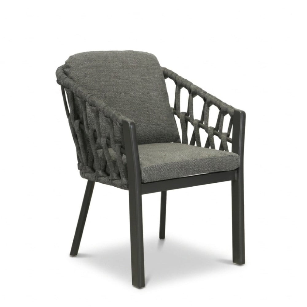 Marina dining tuinstoel | touw + aluminium | antraciet