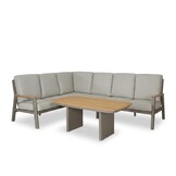 Florida premium dining loungeset 6 personen | aluminium + teak | beige | 5-delig - 266x206cm