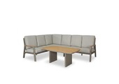 Florida dining loungeset 6 personen | aluminium + teak | beige | 5-delig - 266x206cm