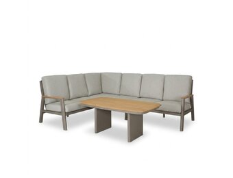 Florida dining loungeset 6 personen | aluminium + teak | beige | 5-delig - 266x206cm