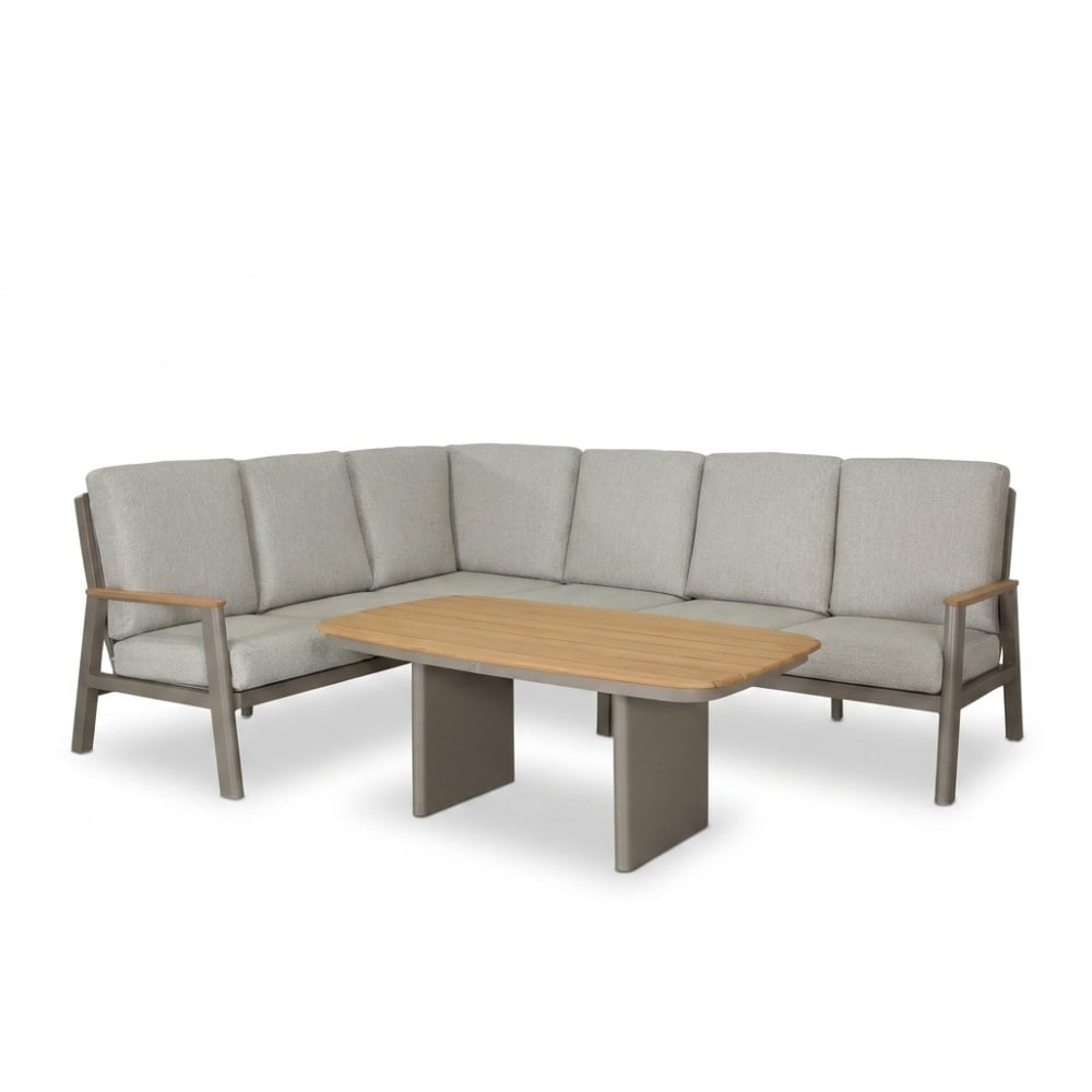 Florida dining loungeset 6 personen | aluminium + teak | beige | 5-delig - 266x206cm
