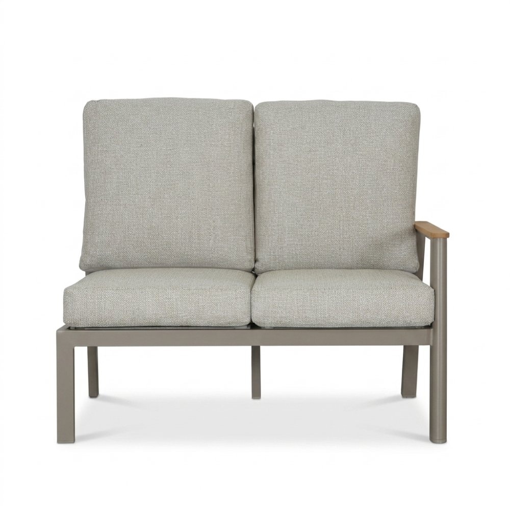 Florida premium dining loungeset 6 personen | aluminium + teak | beige | 5-delig - 266x206cm