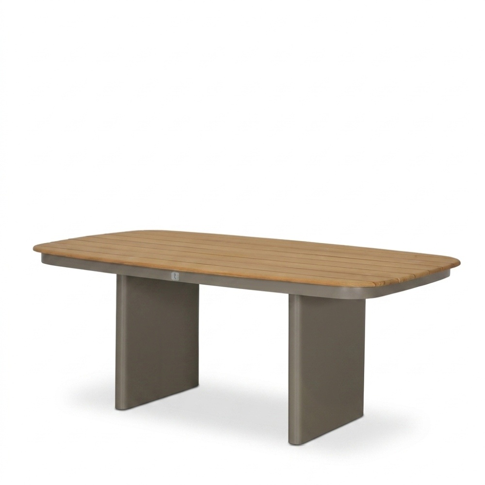 Florida premium dining loungeset 6 personen | aluminium + teak | beige | 5-delig - 266x206cm