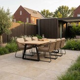 Elena/Tulum Sahara Dust dining tuinset | 6 personen | teakhout + touw | 240cm