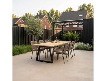 Elena/Seville zand dining tuinset | 6 personen | teakhout + aluminium | 240cm