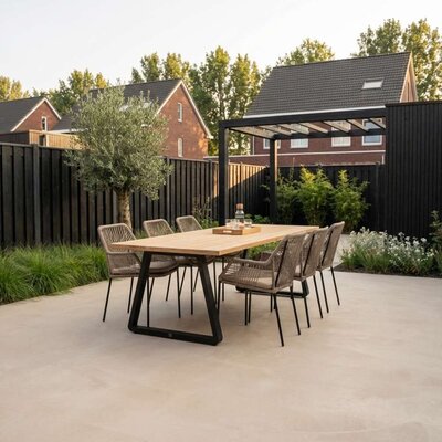 Elena/Seville zand dining tuinset | 6 personen | teakhout + aluminium | 240cm