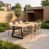 Elena/Rico zand dining tuinset | 6 personen | teakhout + aluminium | 240cm