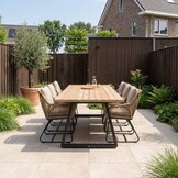 Elena/Portofino Sahara Dust dining tuinset | 6 personen | teakhout + touw | 240cm