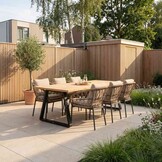 Elena/Dakota beige/antraciet dining tuinset | 6 personen | teakhout + touw | 240cm