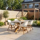 Livorno/Karlstad wit dining tuinset | 4 personen | betonlook + hardhout | 200cm