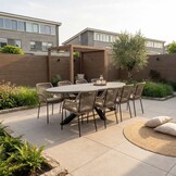 Stockholm/Seville zand dining tuinset | 6 personen | betonlook + touw | 240cm ovaal