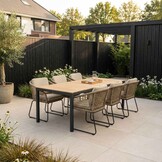 Delta/Tulum Sahara Dust dining tuinset | 6 personen | teakhout + touw | 220cm