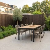 Delta/Seville zand dining tuinset | 6 personen | teakhout + aluminium | 220cm