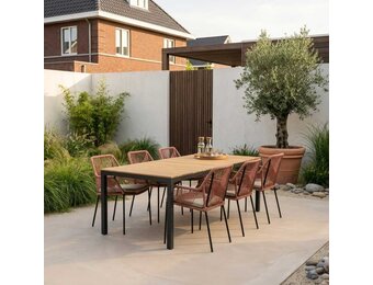 Delta/Seville terra dining tuinset | 6 personen | teakhout + aluminium | 220cm