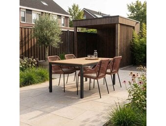 Delta/Seville terra dining tuinset | 4 personen | teakhout + aluminium | 160cm