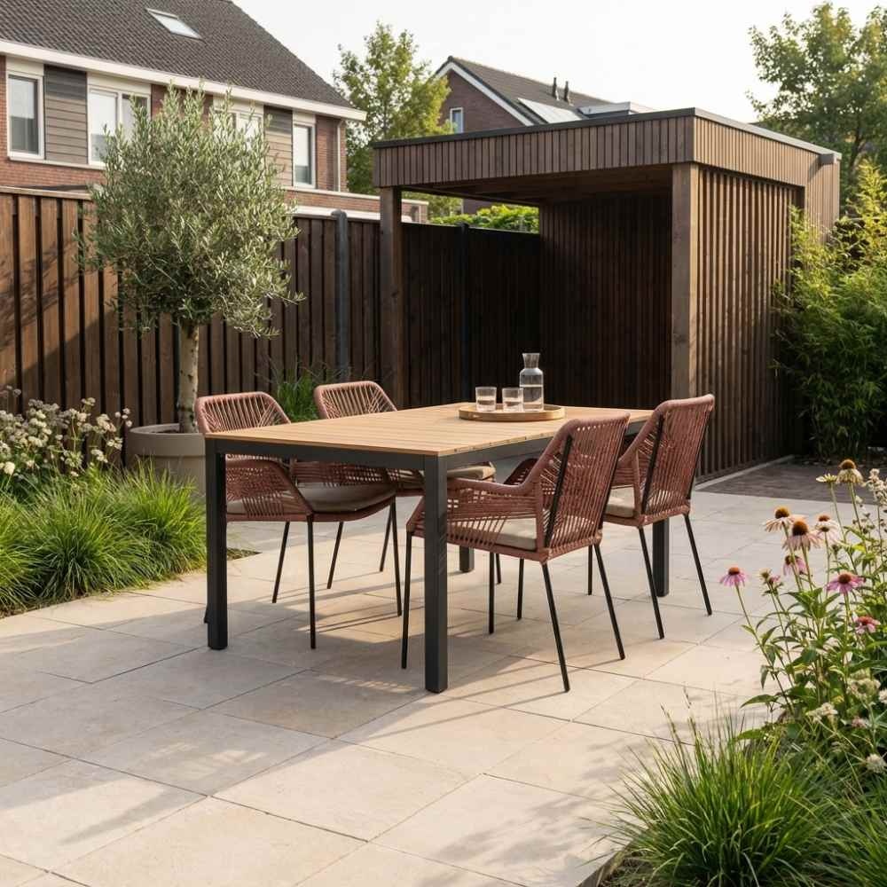 Delta/Seville terra dining tuinset | 4 personen | teakhout + aluminium | 160cm