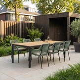 Delta/Seville mint dining tuinset | 6 personen | teakhout + touw | 220cm