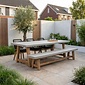 BUITEN living Veltis/Seville zwart hout stoel-bank dining tuinset | 6 personen | betonlook + touw | 250cm