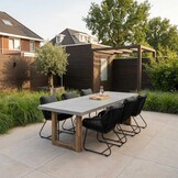 Lausanne/Portofino zwart dining tuinset | 6 personen | betonlook + touw | 250cm