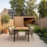 Delta/Rico zand dining tuinset | 4 personen | teakhout + aluminium | 160cm