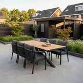 Durban/Calgary antraciet dining tuinset | 6 personen | polywood + touw | 218cm