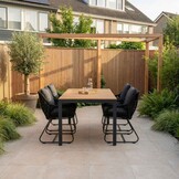 Delta/Portofino zwart dining tuinset | 4 personen | teakhout + touw | 160cm