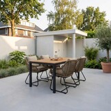 Delta/Portofino Sahara Dust dining tuinset | 4 personen | teakhout + touw | 160cm