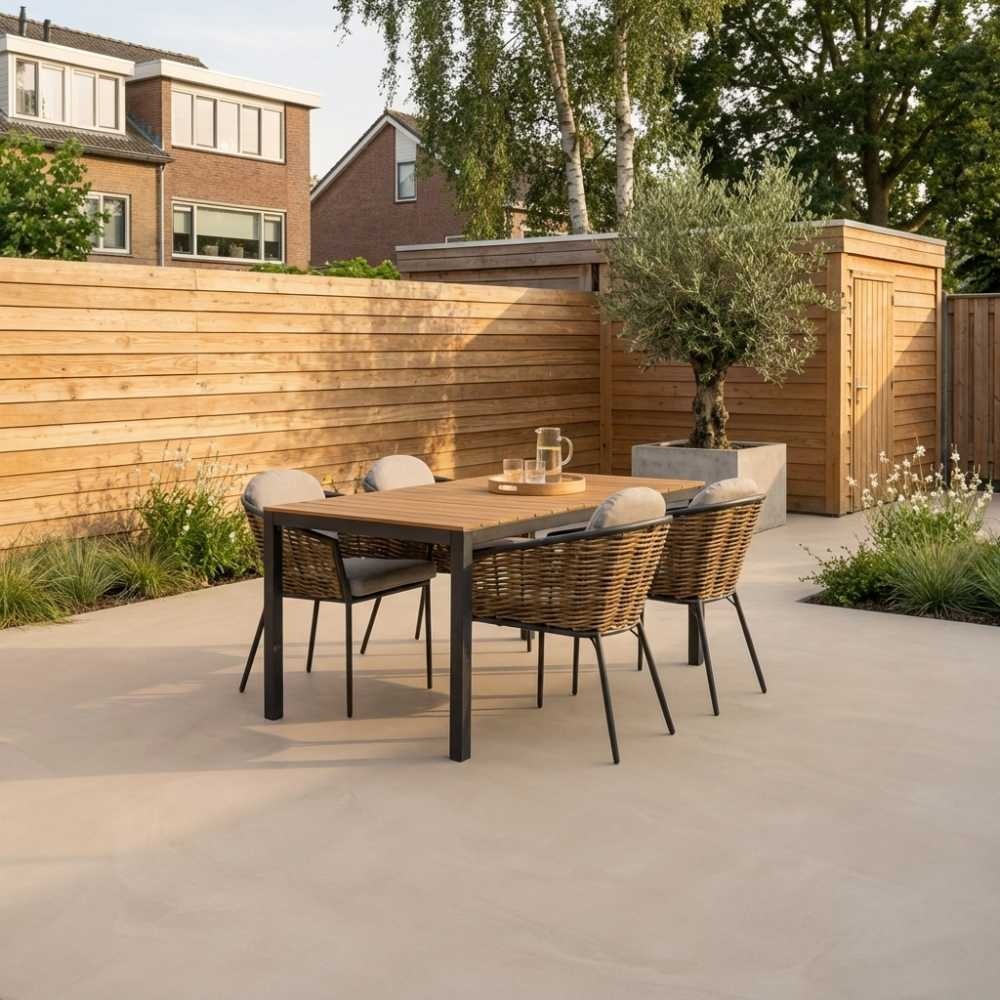 Delta/Lucca dining tuinset | 4 personen | teakhout + wicker | 160cm
