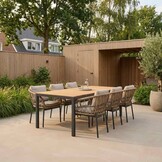 Delta/Dakota beige/antraciet dining tuinset | 6 personen | teakhout + touw | 220cm