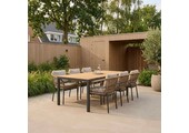 Delta/Dakota beige/antraciet dining tuinset | 6 personen | teakhout + touw | 220cm