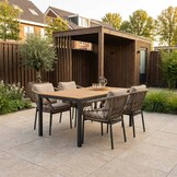 Delta/Dakota beige/antraciet dining tuinset | 4 personen | teakhout + touw | 160cm