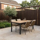 Delta/Carlos taupe dining tuinset | 4 personen | teakhout + wicker | 160cm