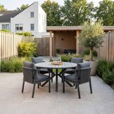 Cervo Grey/Calgary antraciet dining tuinset | 5 personen | polywood + touw | 144cm rond