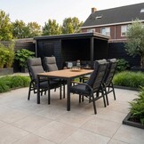 Delta/Annecy antraciet dining tuinset | 4 personen | teakhout + aluminium | 160cm