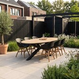 Dallas antraciet/Karlstad zwart dining tuinset | 6 personen | polywood + kunststof | 220cm