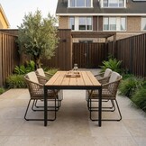 Vigo/Tulum Sahara Dust dining tuinset | 4 personen | teakhout + touw | 200cm
