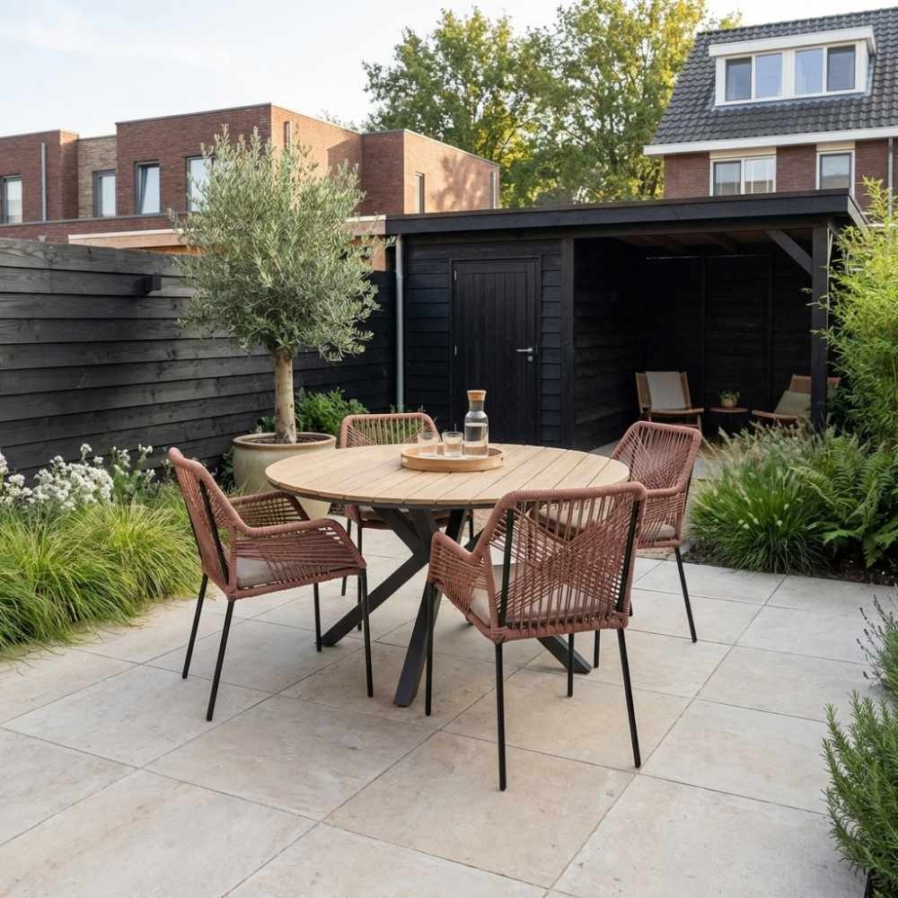 Cervo/Seville terra dining tuinset | 5 personen | polywood + touw | 144cm