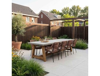 Veltis/Seville terra dining tuinset | 8 personen | betonlook + touw | 300cm