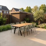 Oslo Natural/Seville mint dining tuinset | 6 personen | polywood + touw | 220cm