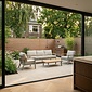 LUX outdoor living Montana stoel-bank loungeset 5 personen incl. tafel | aluminium + teak | beige | 4-delig