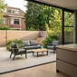 LUX outdoor living Montana stoel-bank loungeset 4 personen incl. tafel | aluminium + teak | antraciet | 4-delig