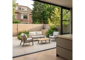 Montana stoel-bank loungeset 4 personen incl. tafel | aluminium + teak | beige | 4-delig