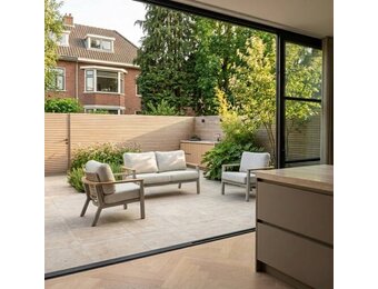 Montana stoel-bank loungeset 4 personen | aluminium + teak | beige | 3-delig