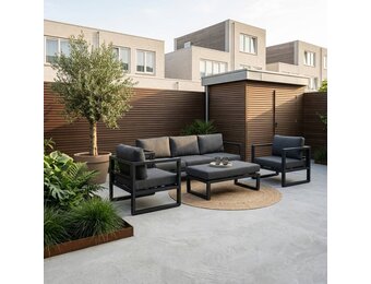 Cordoba stoel-bank loungeset 5 personen | aluminium | antraciet | 4-delig