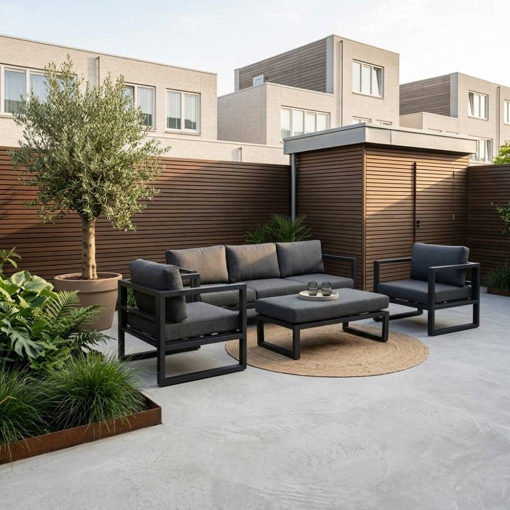 Cordoba stoel-bank loungeset 5 personen | aluminium | antraciet | 4-delig