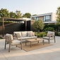 LUX outdoor living Tokyo stoel-bank loungeset 5 personen incl. tafel | aluminium + polywood | beige | 4-delig