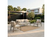 Tokyo stoel-bank loungeset 5 personen | aluminium + polywood | beige | 3-delig