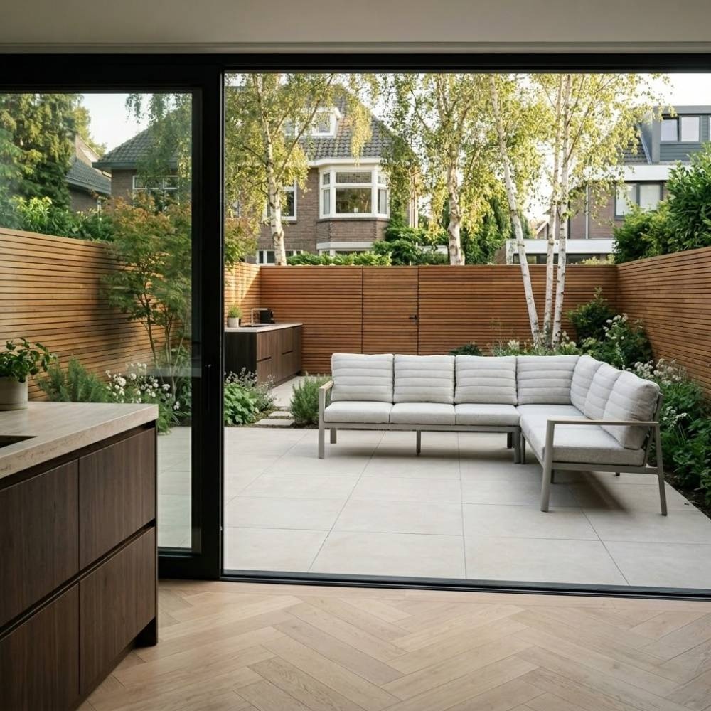 Tokyo hoek loungeset 6 personen | aluminium + polywood | beige | 3-delig - 264x204cm