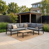 Tokyo hoek loungeset 6 personen incl. tafel | aluminium + polywood | antraciet | 4-delig - 264x204cm