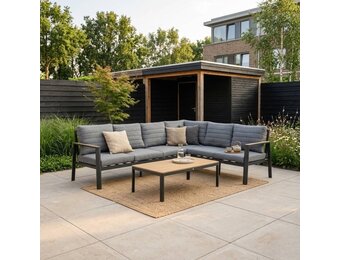 Tokyo hoek loungeset 6 personen incl. tafel | aluminium + polywood | antraciet | 4-delig - 264x204cm